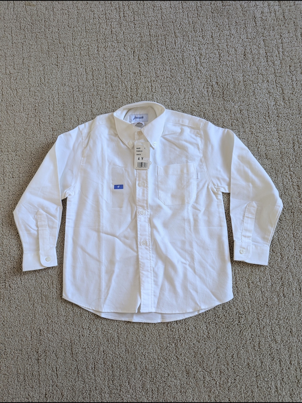 JACADI Boys White Button Down Shirt 4 NEW Classic Preppy Formal Event Uniform